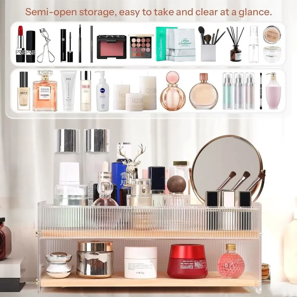 Makeup Organizer with Brush Holder for Vanity